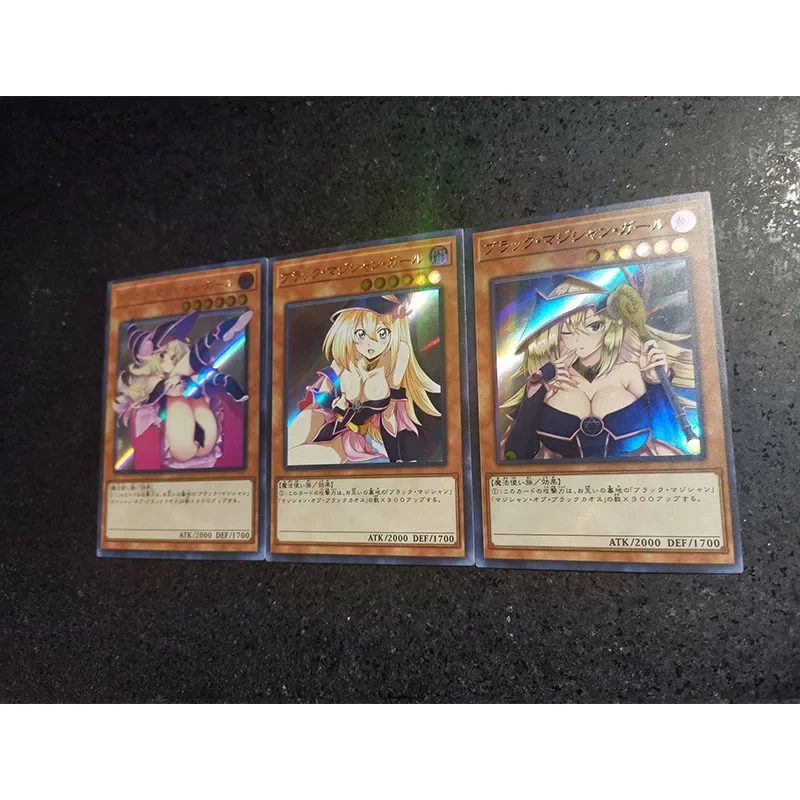 Yu-gi-oh juego de batalla de mesa láser ACG DIY Anime Flash Black Magician Girl Toys para niños, tarjetas coleccionables, regalo de cumpleaños