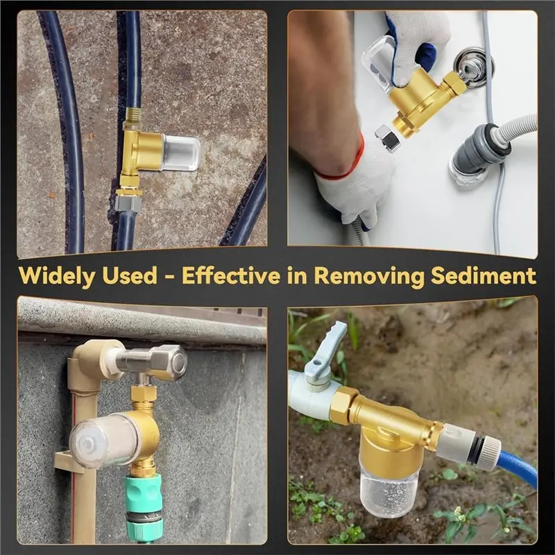 Fresh Reusable Brass Sediment Filter, Inline Water Filter For Washer, RV- Fit 1/2