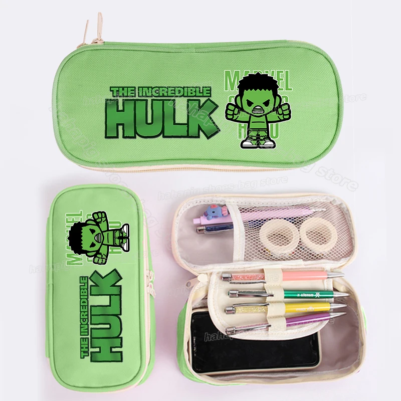 

Marvels Hulk Boy Pencil Case Large Capacity Zipper Pencil Bag Anime Kids Pen Case Box Cartoon Student Pencilcase Stationery