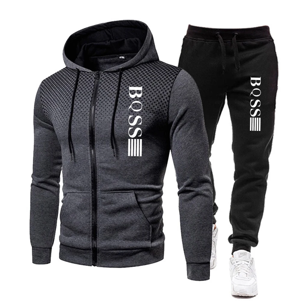 The new 2024 men\'s sport suit comes with a hat and sweatpants, fitness clothes, and casual and entertainment trendsetters