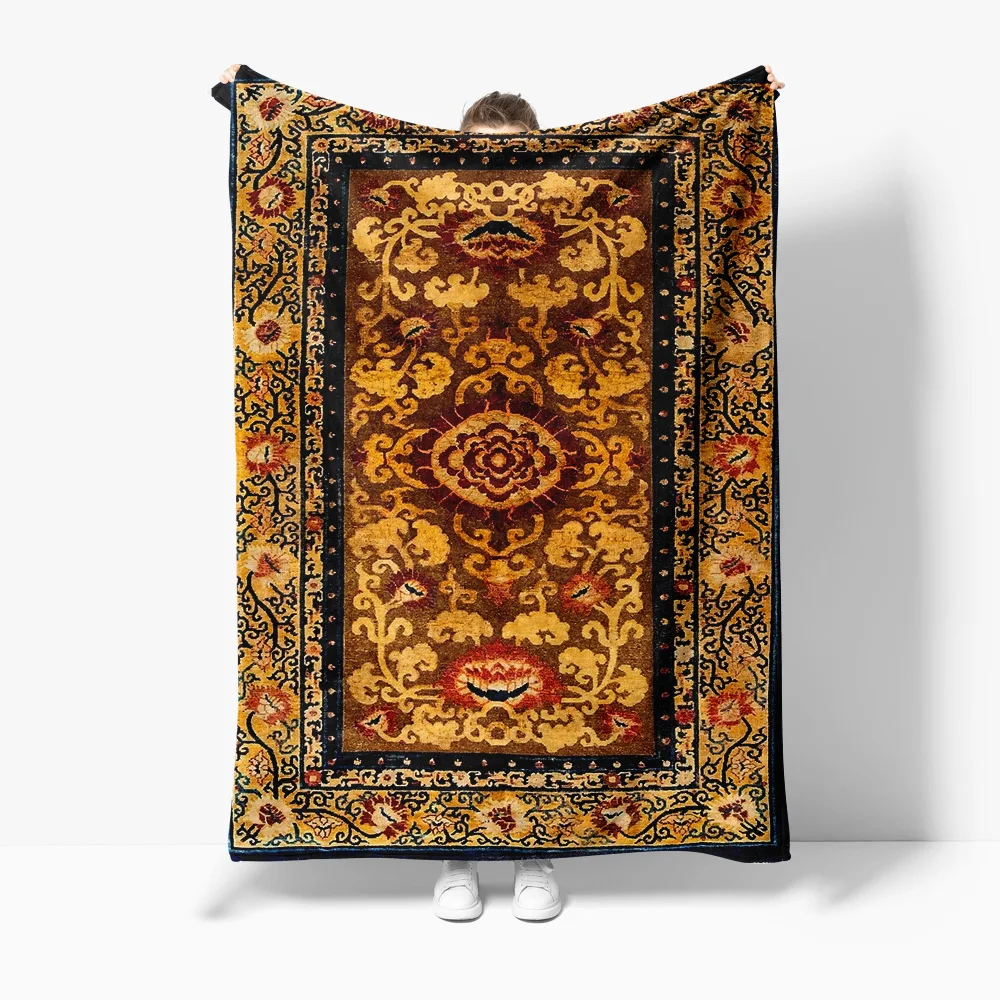 

Vintage Paisley Silk Embroidered Throw Blanket Luxurious Bed Sofa Decorative Rug Accent Cushion Cover