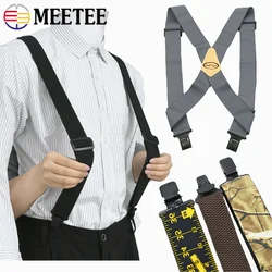 Heavy Duty Work Suspenders for Men X-Back Gripper Clasps Adjustable Strap Fully Elastic Adult Widen Men's Suspender