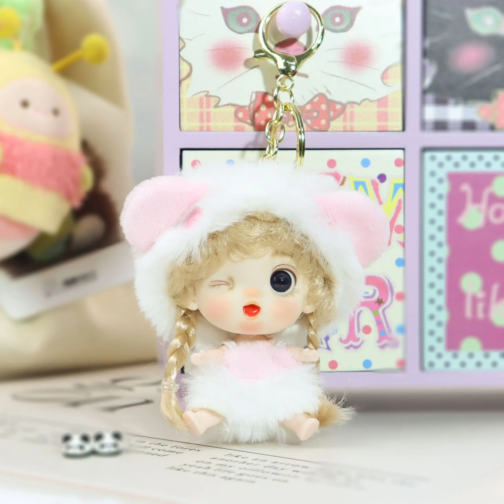 1pc Fashion Doll Toy Cute Girl Plush Keychain Doll Cartoon Doll Bag Pendant Gift Mini Accessories Toys Children's Birthday Toy