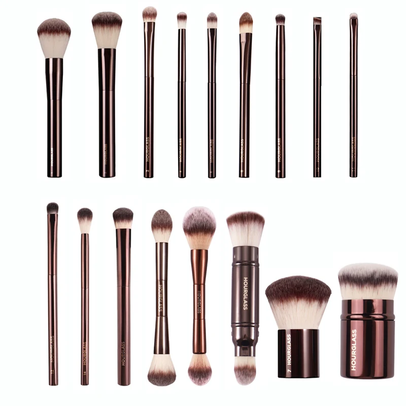 Hourglass Makeup Brush Set Soft Bristles Metal Handle Blush Foundation Brush Powder Eyeshadow Blending Beauty Brush Makeup Tools