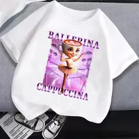 Italian Brainrot Animals Kids Children's Boy Girl Tung Tung Tung Sahur Short Sleeve Tops Funny Meme Tee Summer Clothing