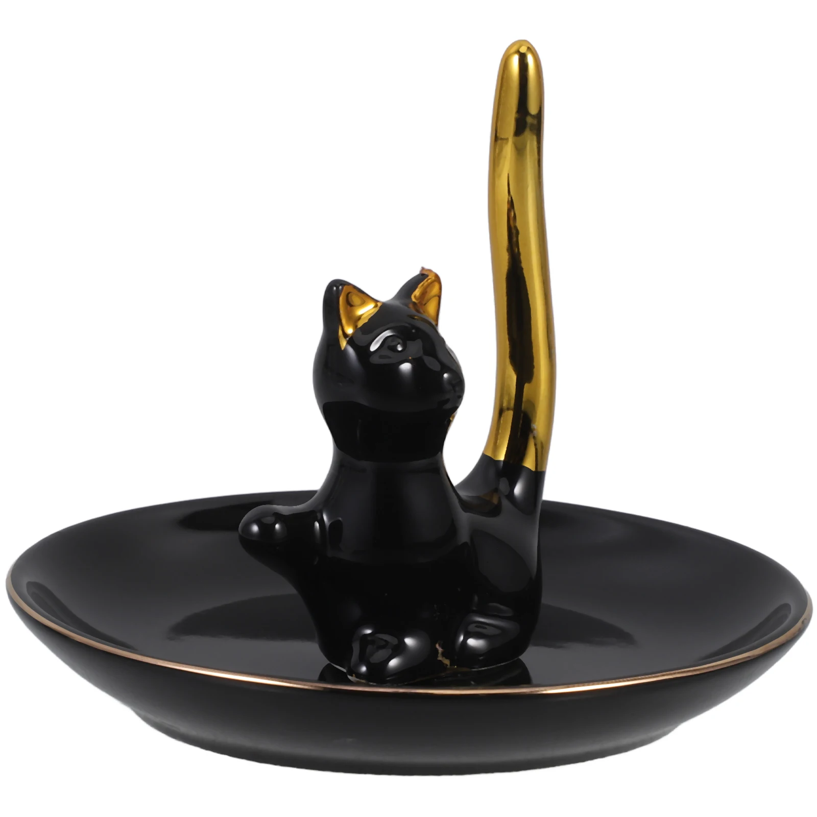 

Ceramic Kitten Storage Black Cat Jewelry Plate Key Jewelry Display Tray Holder Ring Necklace Organizer Display Dish