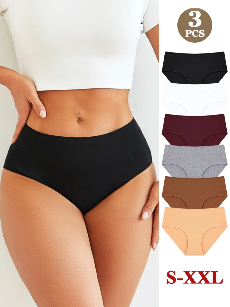 3Pcs/Set Cotton Seamless High Waist Underwear Women Sexy Stretchy Breathable Un…