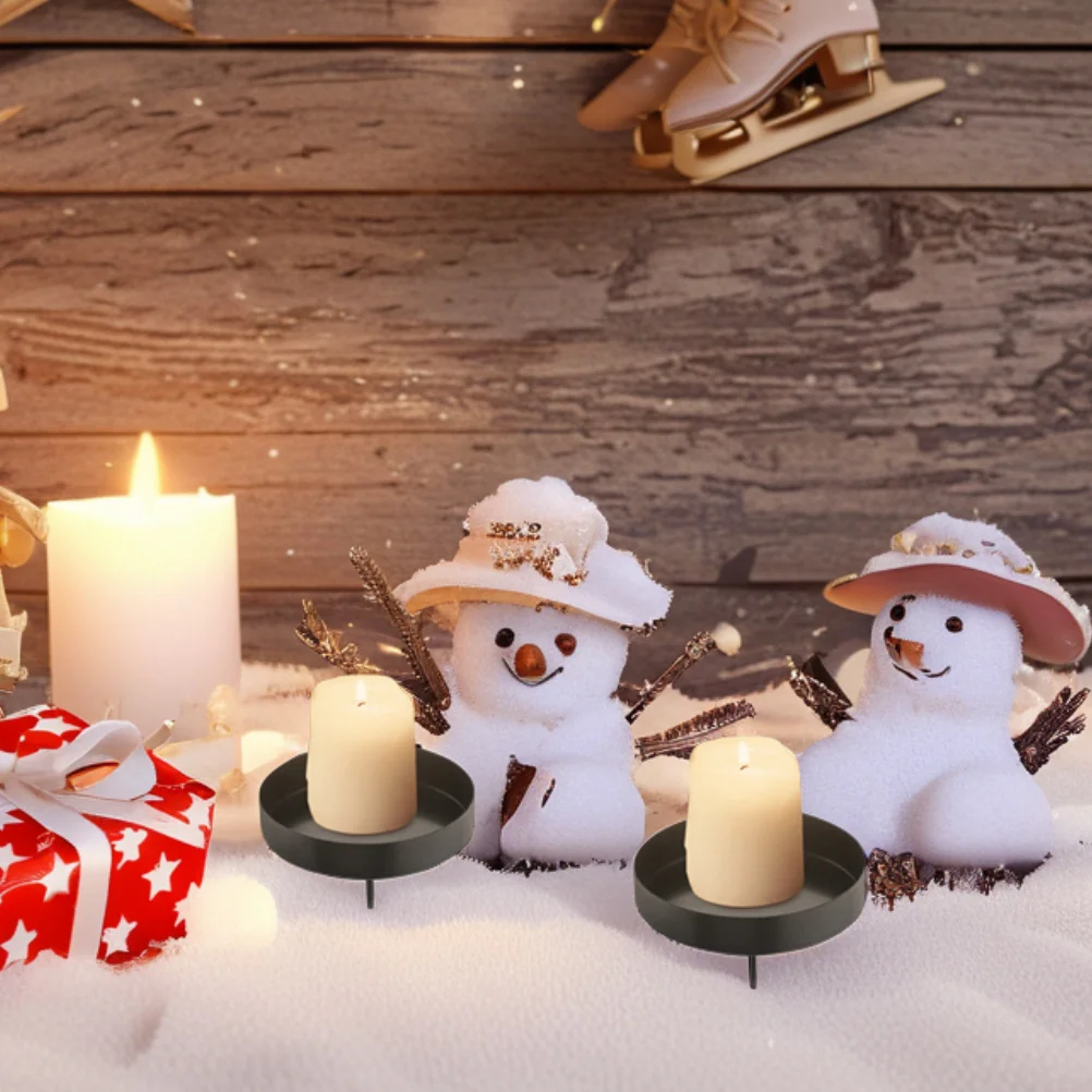 

6Pcs Plate French Style Iron Pedestal Stand Festival Decorative Candlestick Party Favors Home Decor