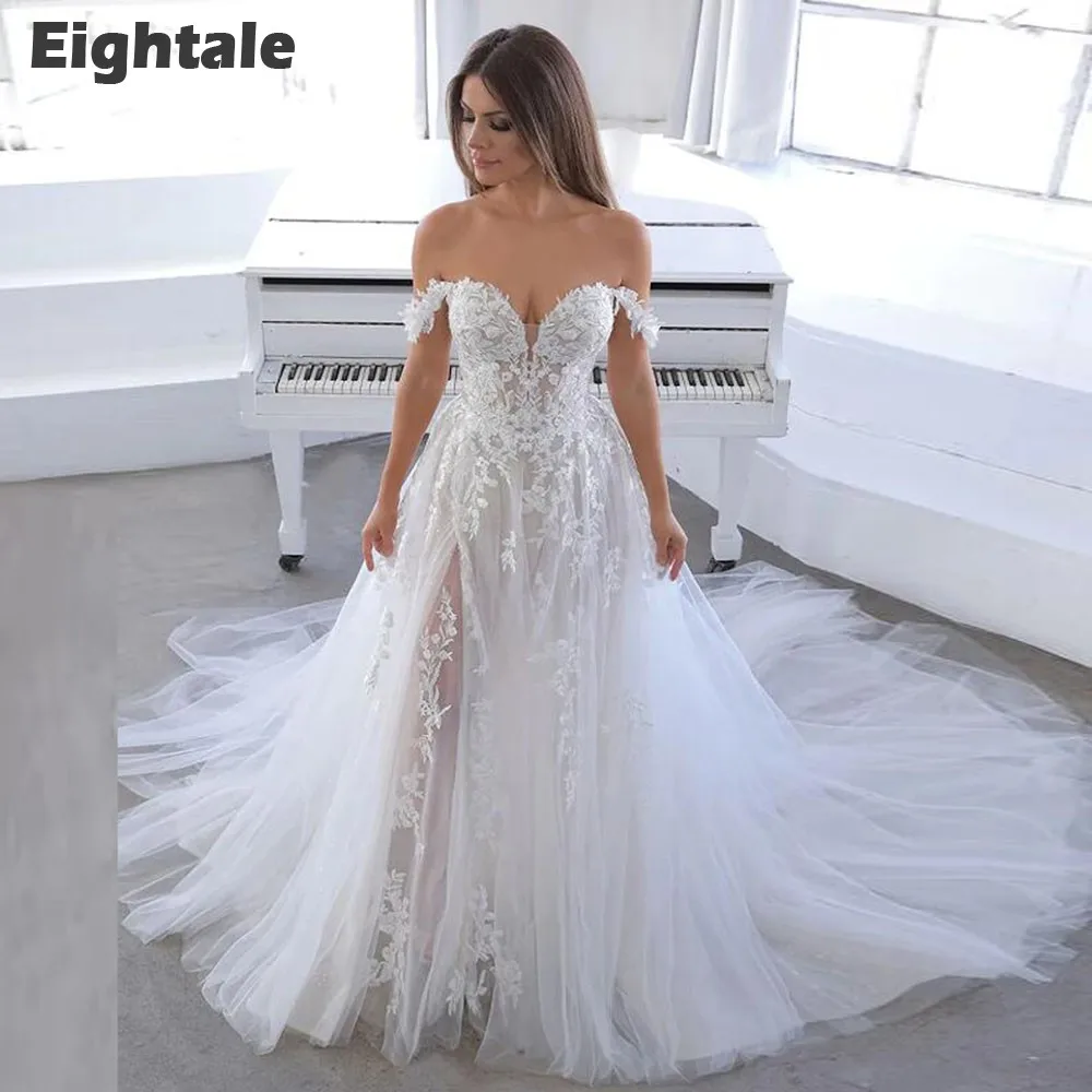 

Eightale Princess Wedding Dress Lace Off the Shoulder A-Line Bridal Gown Wedding Party Dress Vestidos De Novia