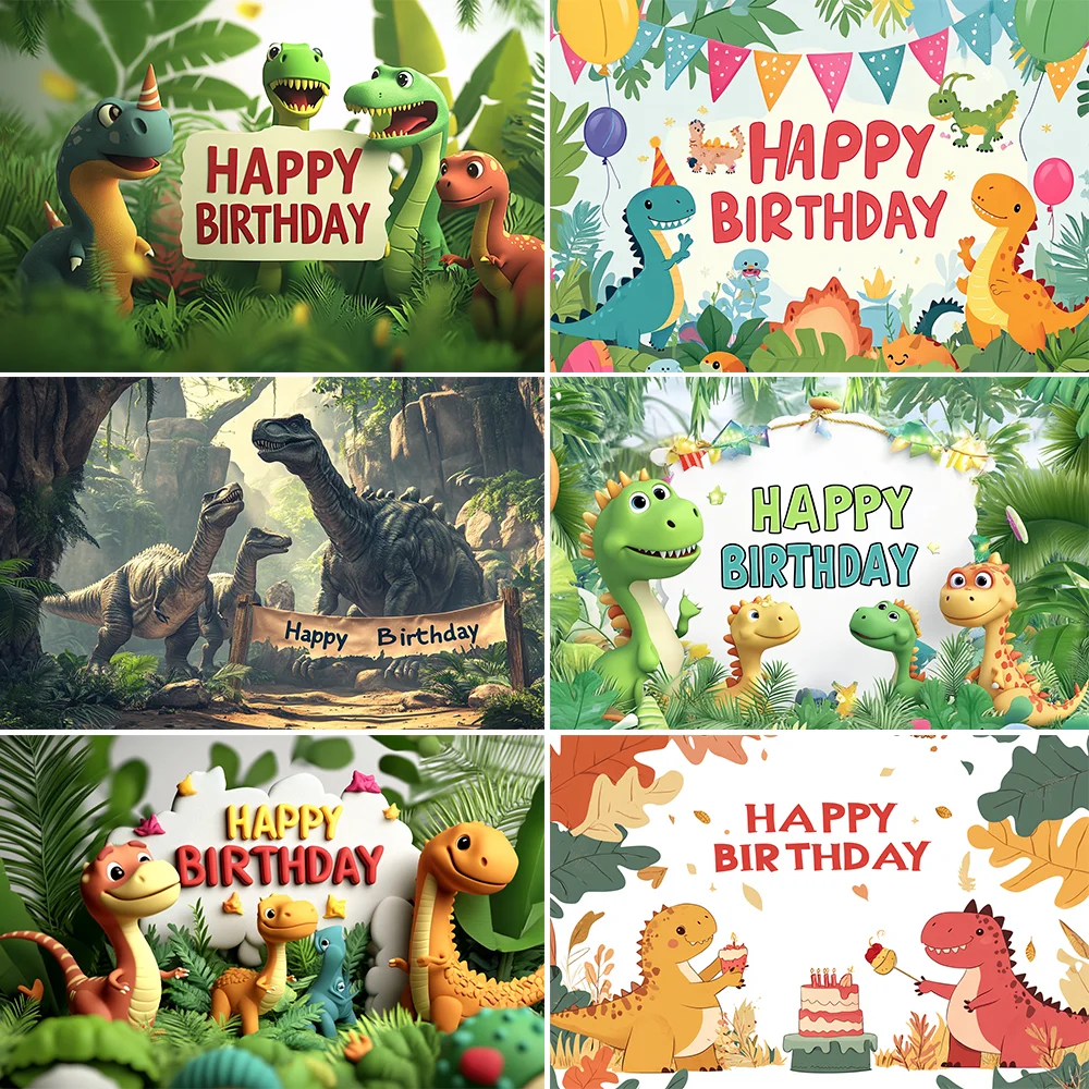 

Dinosaur World Theme Banner Backdrop Custom Tropical Jungle Boy Party Birthday Photography Poster Decor Background
