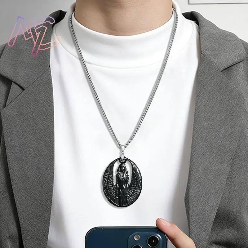 Myanmar Jadeite Isis Pendant Necklace Natural Jewelry Charm 925 Silver Amulet Real Jade Vintage Talismans Gifts for Women - view 2