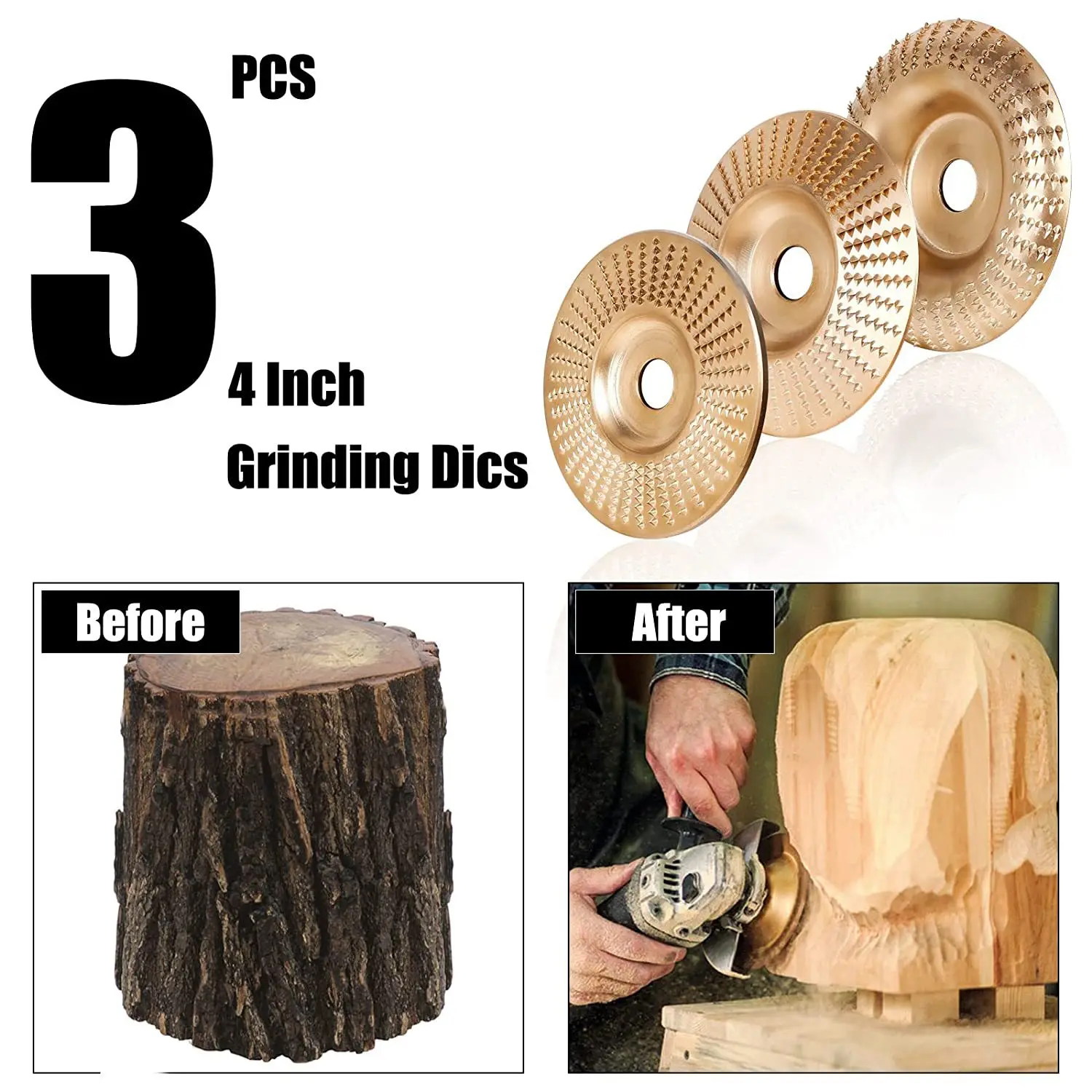 COFA-Wood Carving Discs Set Angle Grinder Wood Carving Disc Grinder Wheel Compatible With 4Inch And 4-1/2Inch Angle Grinders