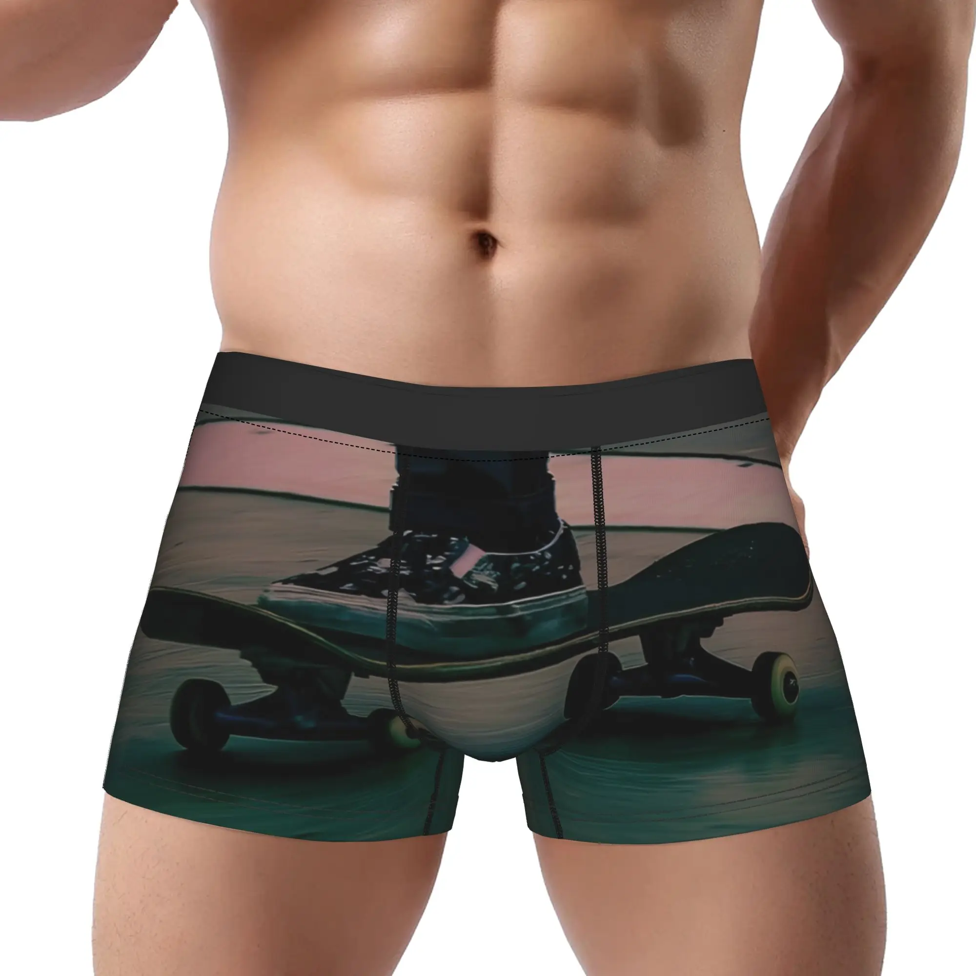 Never Bored Collection   Skateboarding Underpants Breathbale Panties Male Underwear Skateboards  Ventilate Shorts Boxer Briefs