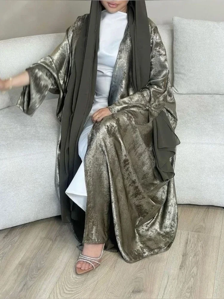 Eid Muslim Abaya for Women Dress Sliky Abayas Arab Dubai Cardigan Jalabiya Party Dresses Kaftan Vestidos Long Robe Jalabiya 2024