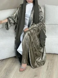 Eid Abaya Musulmano per Le Donne Vestito Sliky Abaya Arabo Dubai Cardigan Jalabiya Abiti Da Festa Caftano Abiti Abito Lungo Jalabiya 2024