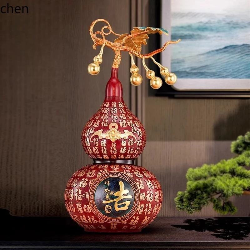 

ZML Fortune Gourd Brass Ornament for Home Entryway, High-end Living Room Decor, Gift for Guests, Craft for Business Opening
