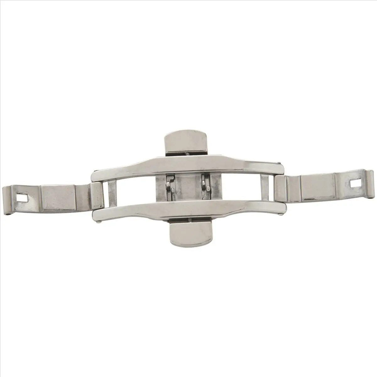 Carefree- 4X Double Push Button Butterfly Clasp Buckle Silver for 21mm Watch Band Strap