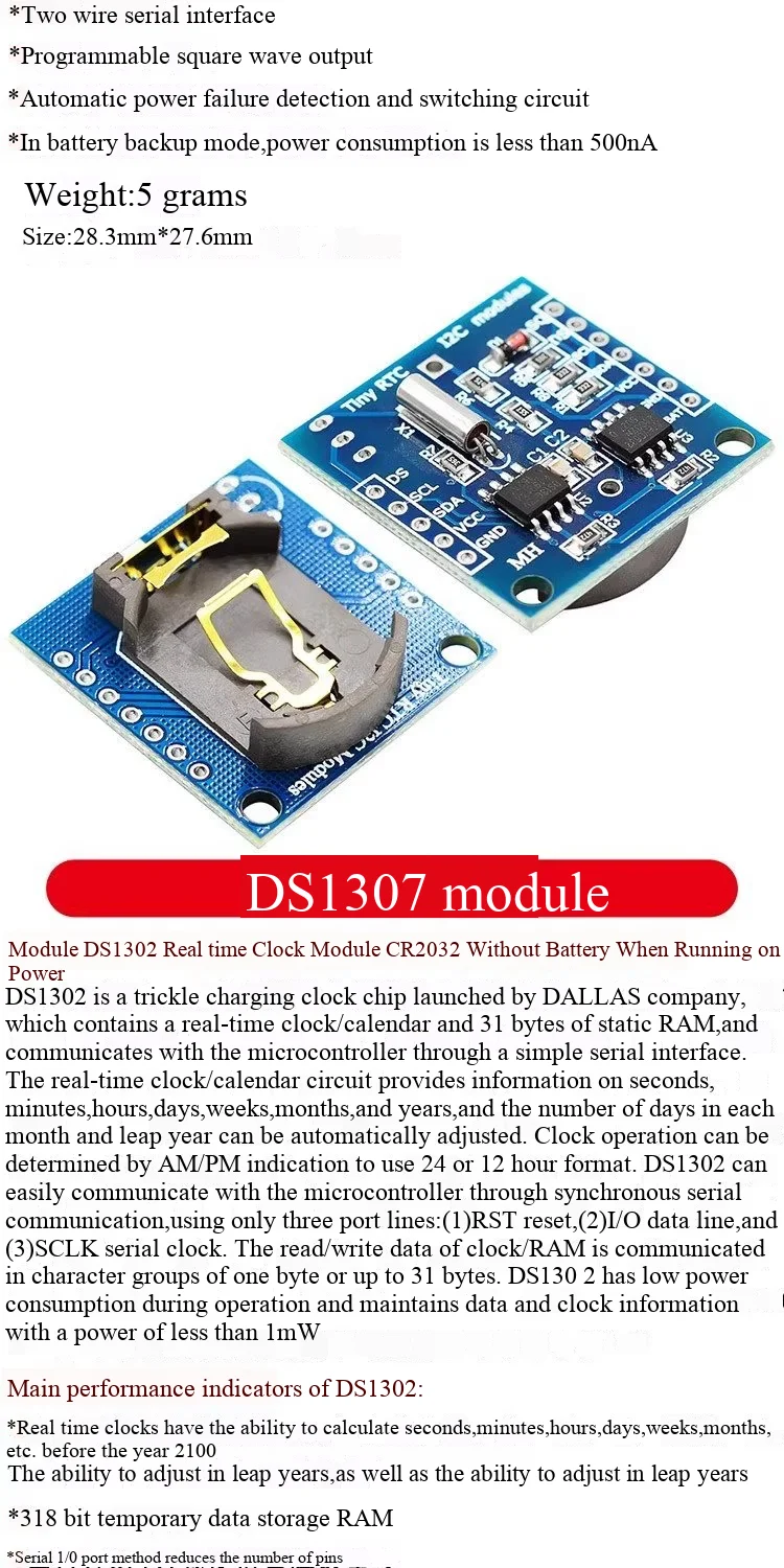 Raspberry Pi RTC-Modul – hochpräzises DS3231-Uhrmodul, Batterien nicht enthalten. – Detail 4