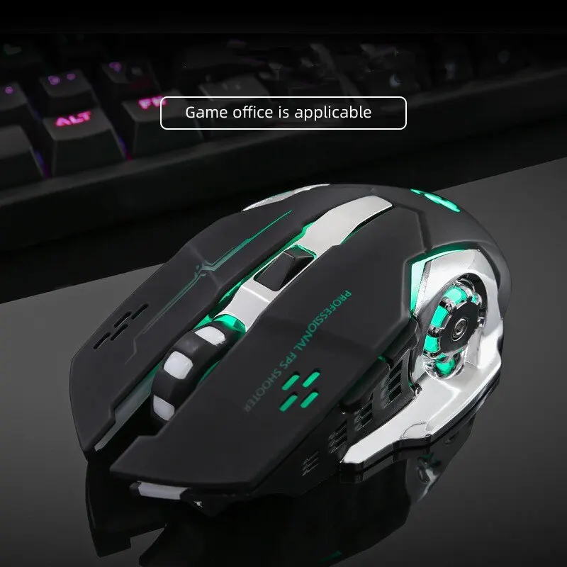 Akumulator Bezprzewodowa mysz do gier Cicha mysz Bluetooth USB Mechaniczne podświetlenie E-Sports PC Gamer Mouse dla komputera