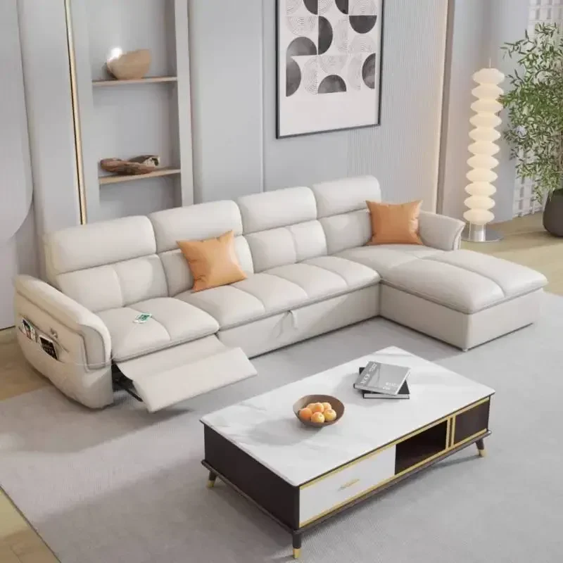 

Cozy Genuine Leather Sofa Modern Designer Electric Reclining Lounge Sofa Floor Loveseat Sofy Sofa Perezoso Living Room Furniture