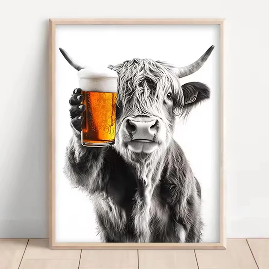 Kit de arte de diamante 5D, arte creativo moderno y divertido, Animal, carne, cerveza, bricolaje, imagen completa de diamantes, artesanía de piedras preciosas, decoración para adultos