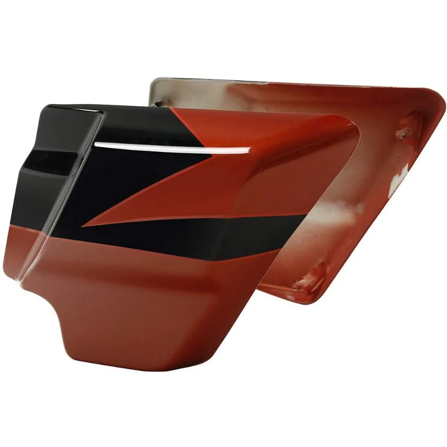 أغطية جانبية سوداء من Sunburst Orange Starfire لـ Harley Touring Road Street Electra Glide FLTR FLTRSE FLTRK FLTRX FLHX FLHXSE FLH