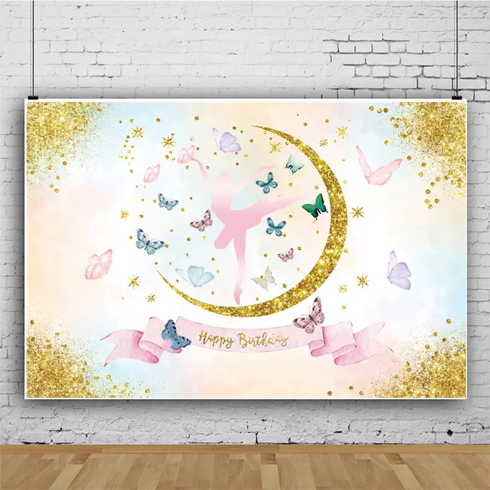 Photography Backdrop Pink Swan Princess Crown Photocall Baby Girl Birthday Glitters Photographic Backgrounds Photo Studio Props