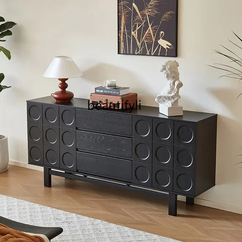 

X Retro dining side, living room wine cabinet tea, locker storage integrated against the wall