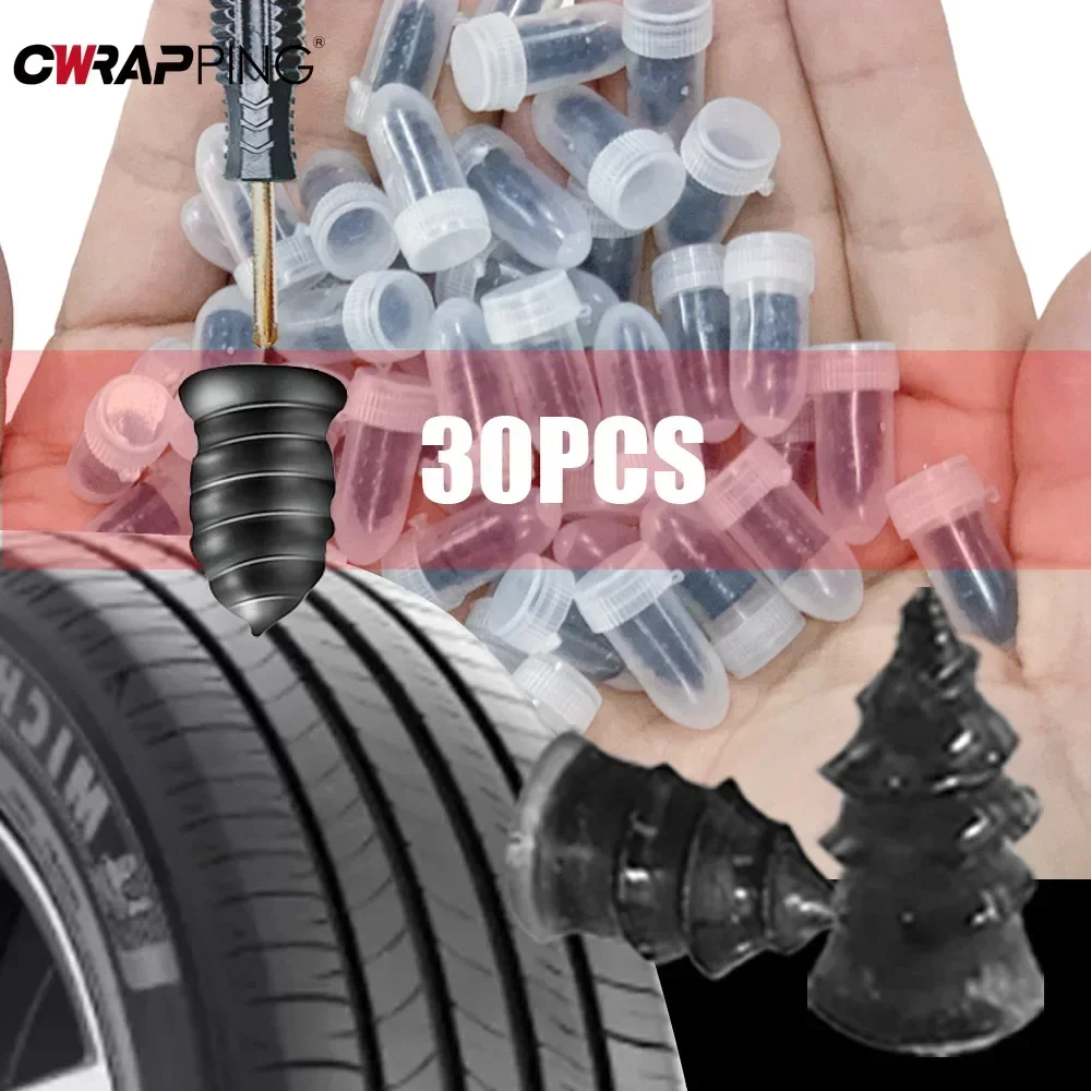 30Pcs Car Vacuum Tire Special Rubber Nail Tire Repair Tool Car Tire Electric Bike General Non-destructive Quick Tire Repair Nail