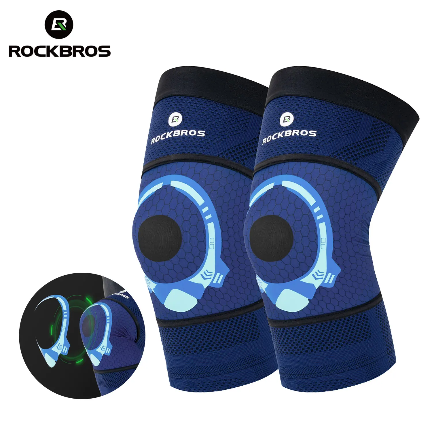 ROCKBROS Cycling Leg Protection Max Impact Protection Men Women Pressurized Elastic Running Basketball Outdoor Bike Knee Pads