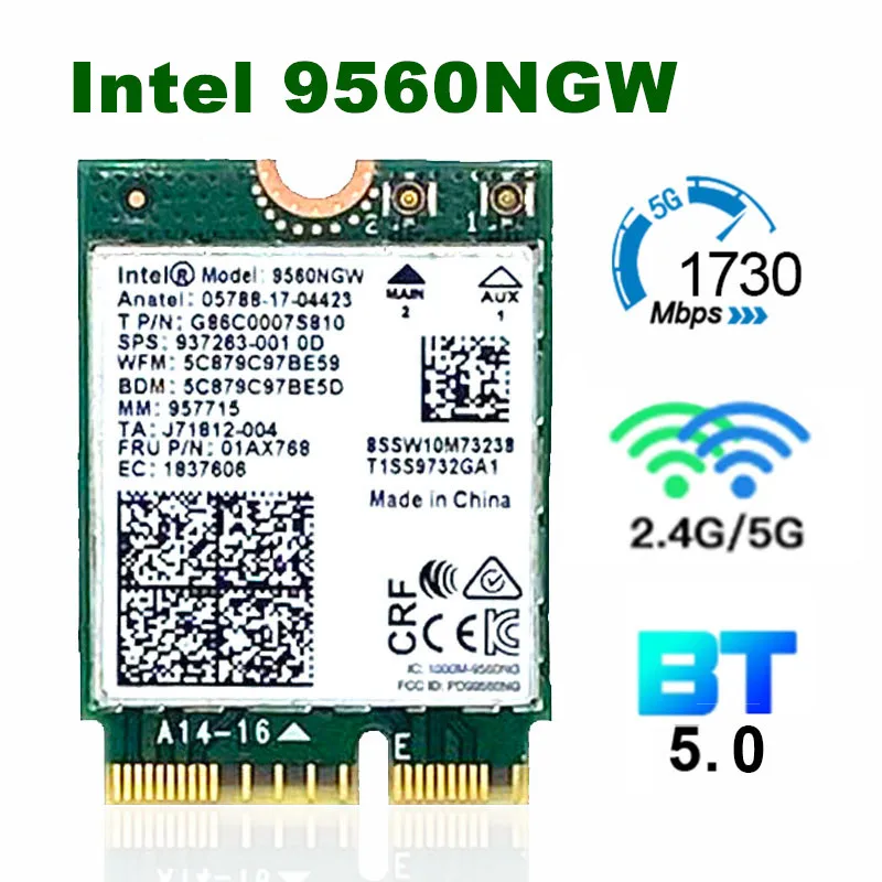 Intel 9560NGW 5G WiFi Card Dual Band 802.11ac M.2 Cnvi Wi-Fi Bluletooth Adapter for Computer