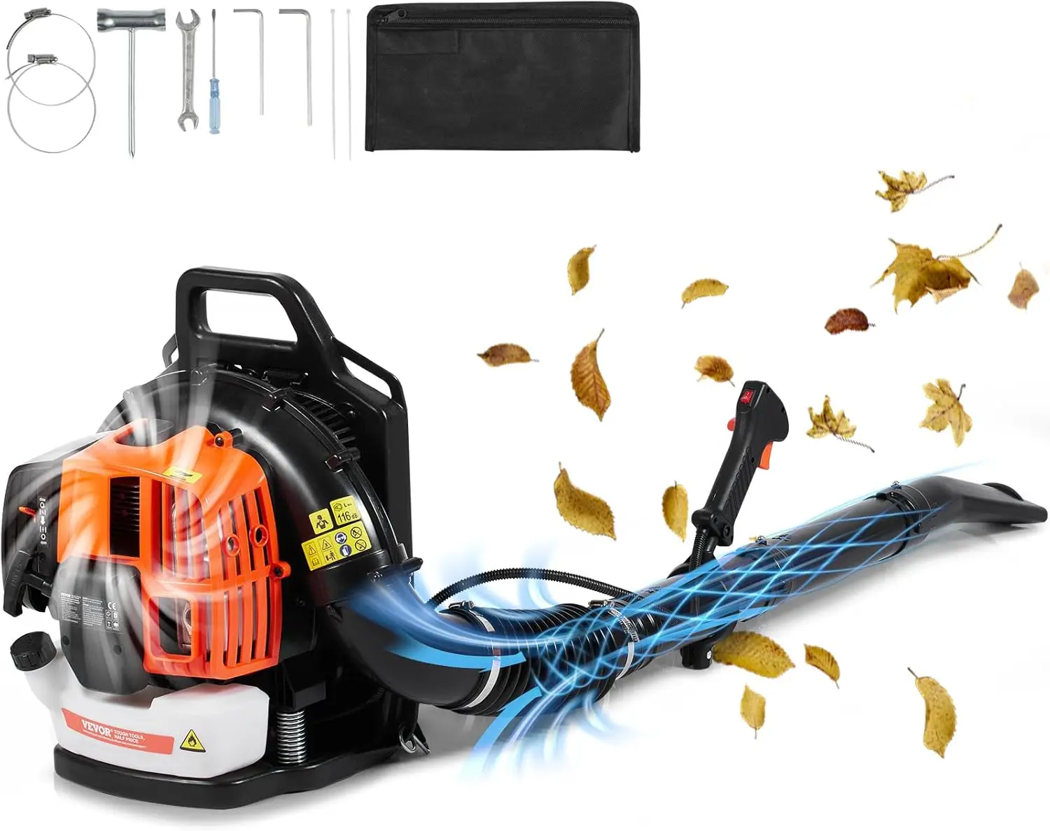 

63CC Backpack Leaf Blower Gas Powered, 1.89L Tank, Delivers 1110CFM & 220MPH, Perfect for Garden Maintenance, Clearing Leaves &