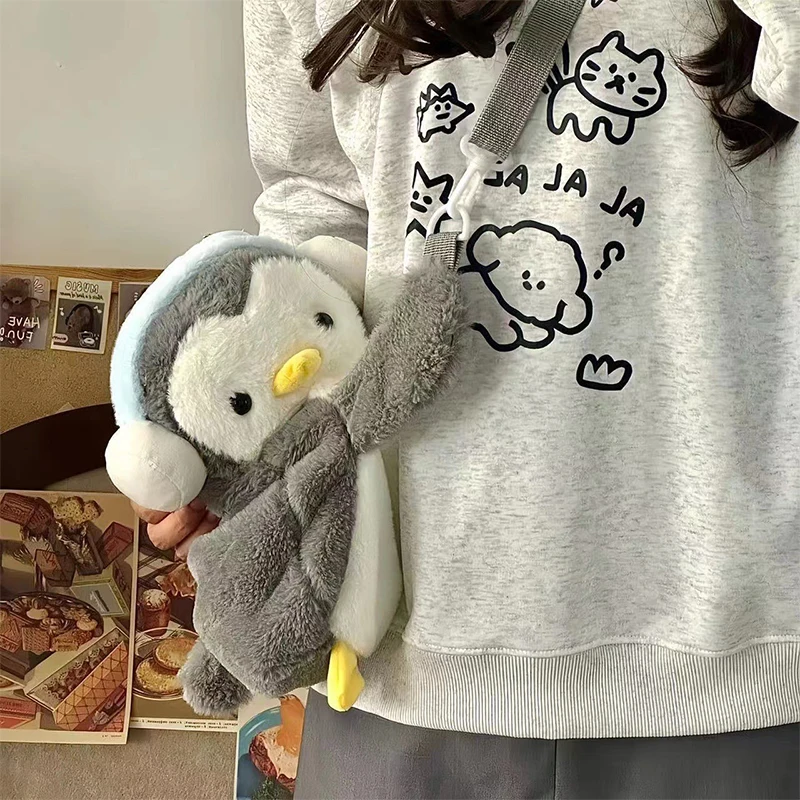 Penguin Kecil domba Papa tas domba serbaguna mewah tas bahu kampus tas boneka ransel selempang lucu