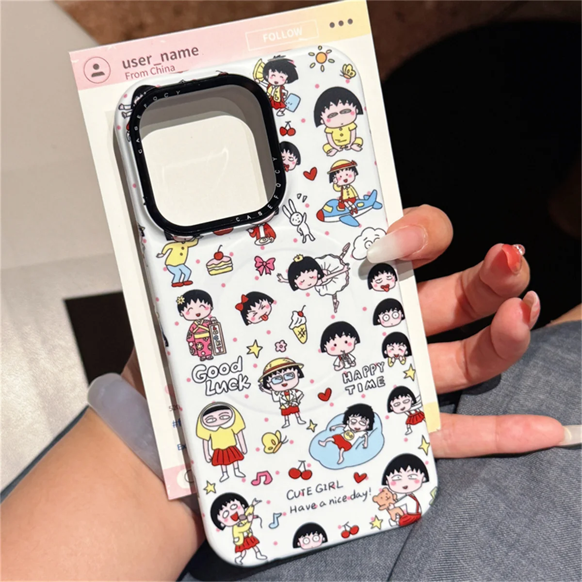 

Kawaii Cartoon Girls Magnetic Phone Case For iPhone 16 Pro 14 13 12 Pro Max Cover with Stand Holder Hard Cute Cases