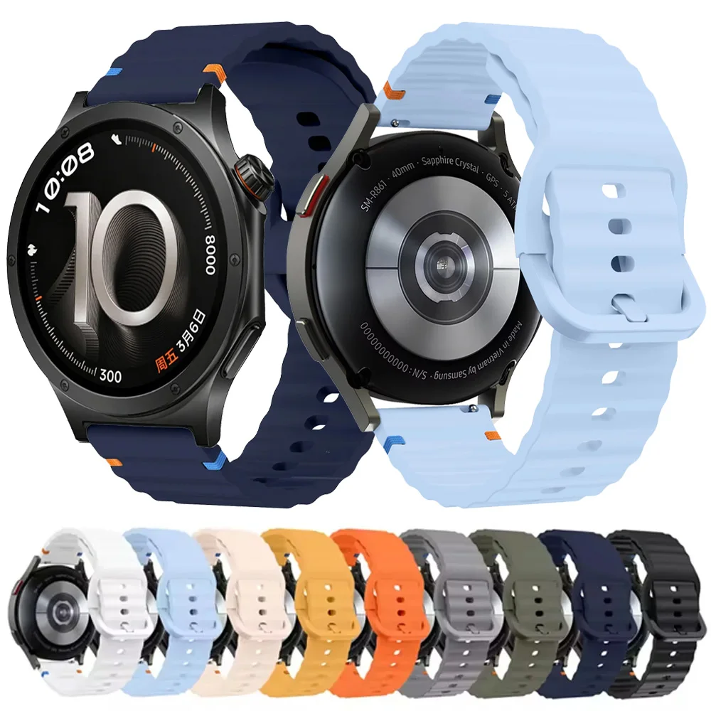 Bracelet en Silicone ondulé 18/20/22mm, pour montre OPPO X3/X2/X/S Oneplus Watch 4/Lite/3/2/2R, Correa remplaçable pour montre Oneplus 3 43mm