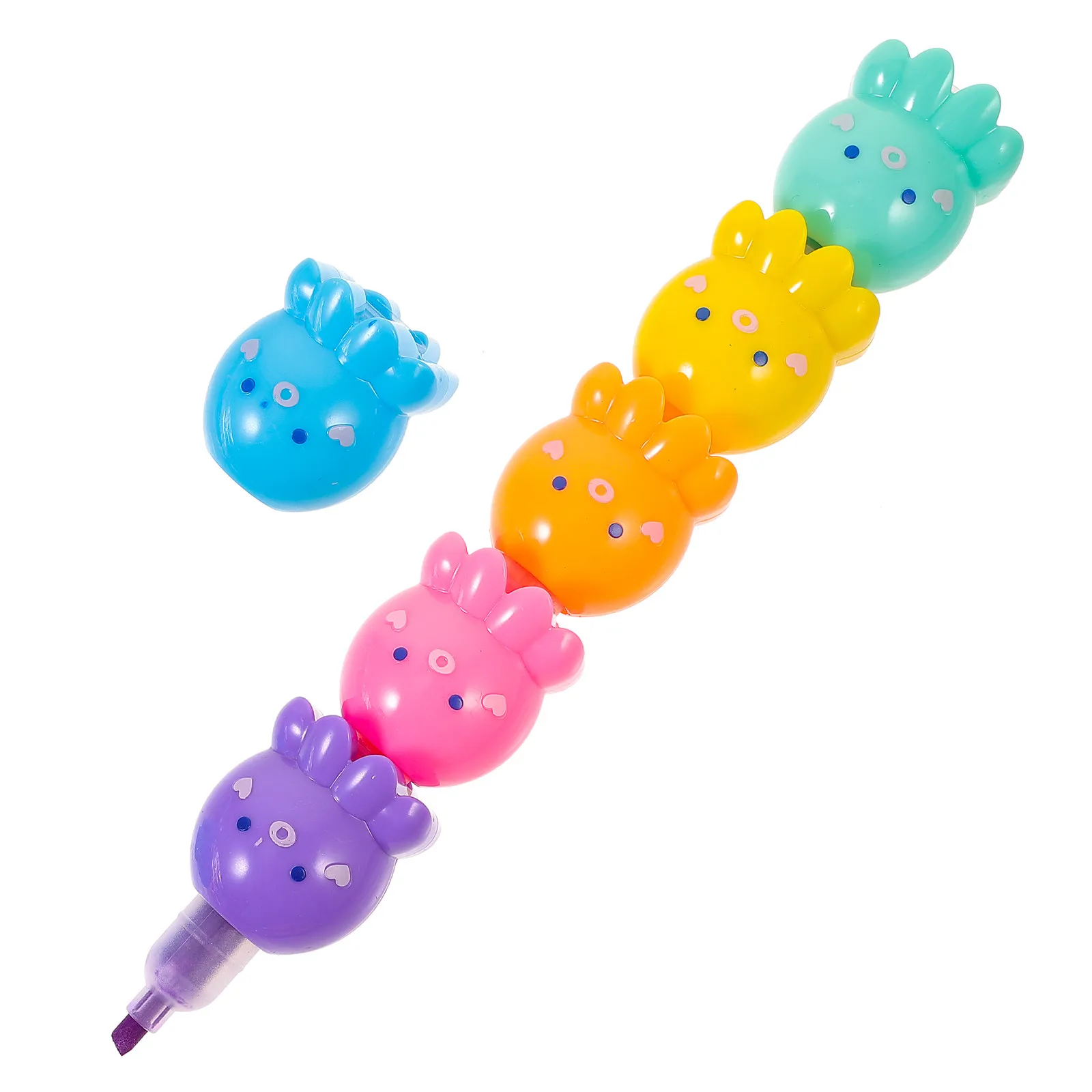1Set Splicing Octopus Highlighter Set Silicone Material Bright Colorful Book Marker Notes Underlining Pen School Study Office