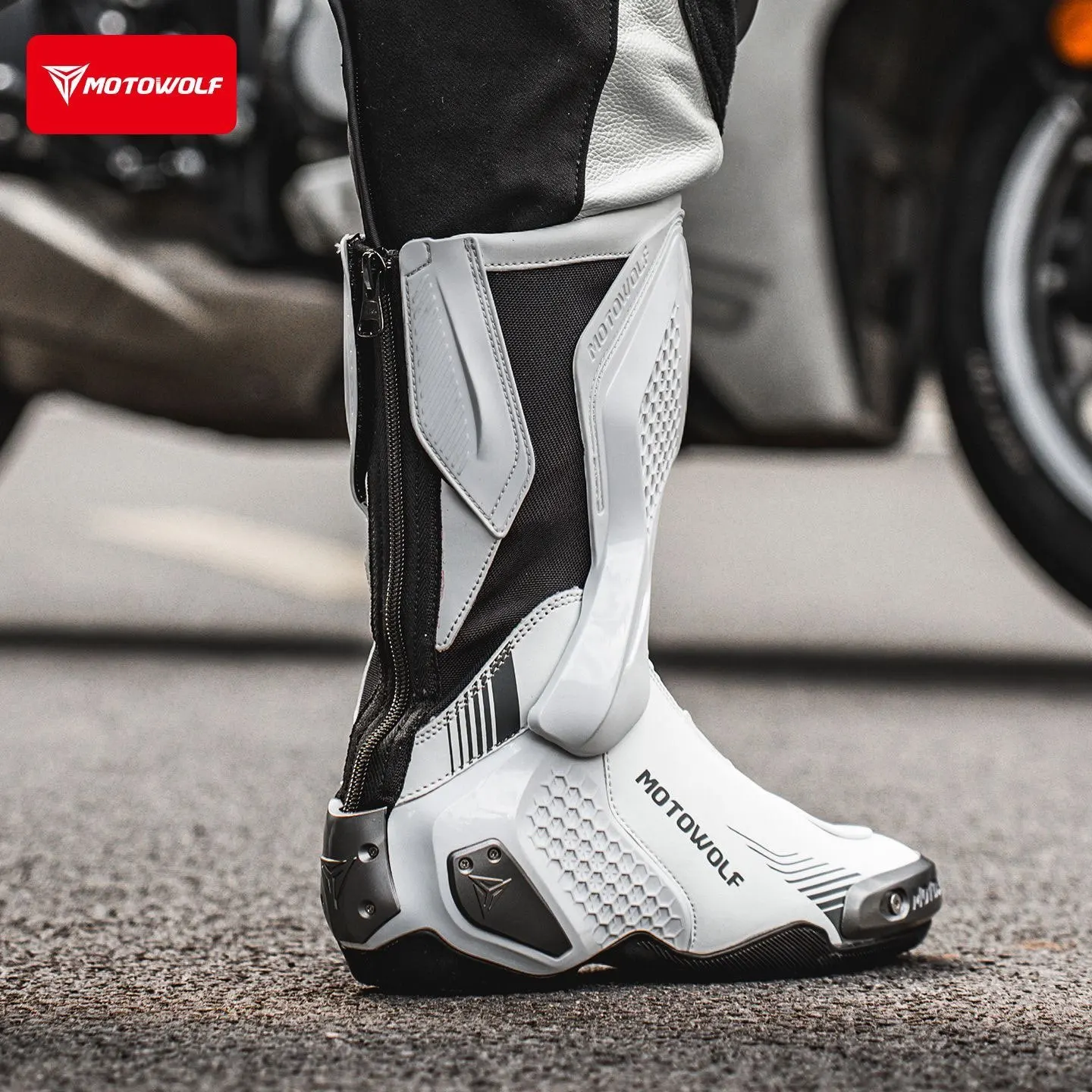 Motowolf Motorcycle Riding Boots Motorcycle Riding Waterproof Shoes High Top Racing Boots Off-Road Four Seasons Rider Equipment