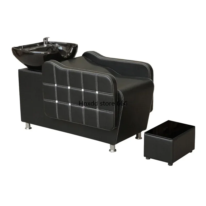 Hair Saloon Dedicated Flushing Bed Half Lying Shampoo Ceramic Basin Deep Basin Salon Shampoo Bed