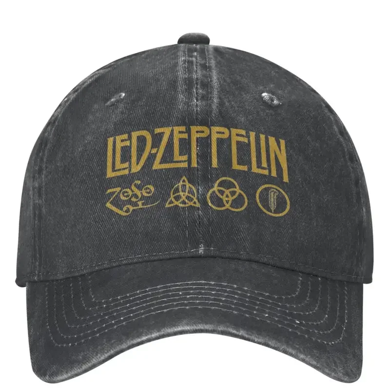 Y2K Casual Led Zeppelins Heavy Metal Music Band Baseball Men Women Distressed Denim Snapback Cap Outdoor Activities Caps Hat