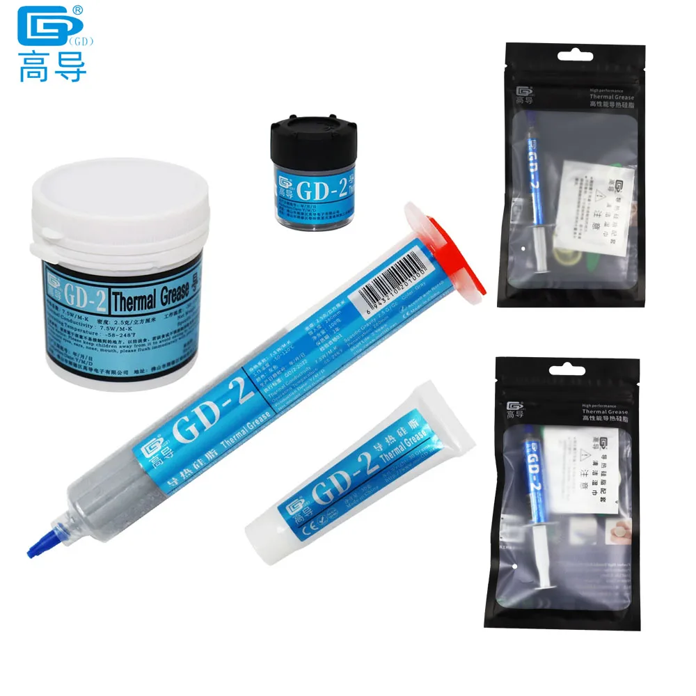 

Net Weight 30/100/150 Grams Gray GD-2 Thermal Conductive Grease 7.5 W/M-K Paste Plaster Heat Sink Compound for CPU GPU CN ST HT