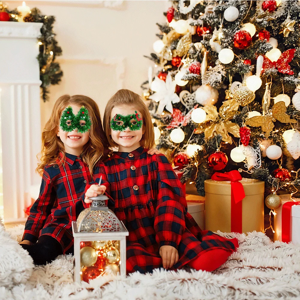 Montura de gafas a rayas de colores de Navidad, adornos de árbol de Navidad, Papá Noel, alce, Feliz Navidad, Feliz Año Nuevo, decoración 2024