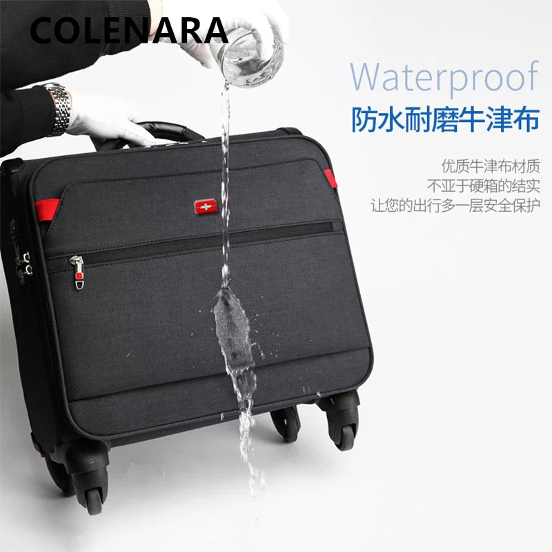 

COLENARA Carry-on Travel Luggage Oxford Cloth Boarding Box Small Trolley Case 18 Inches Universal Wheel Rolling Suitcase