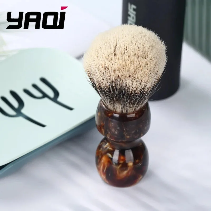 YAQI كراميل 26 ملم فرشاة حلاقة مبللة للرجال بشريطين