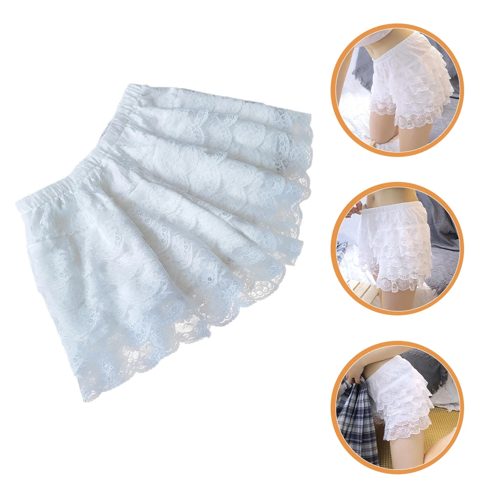 

Lace Ruffle Shorts Pant Under Skirt Safety Shorts For Women Girls White Bloomers Lightweight Comfortable Elastic Waist Medieval
