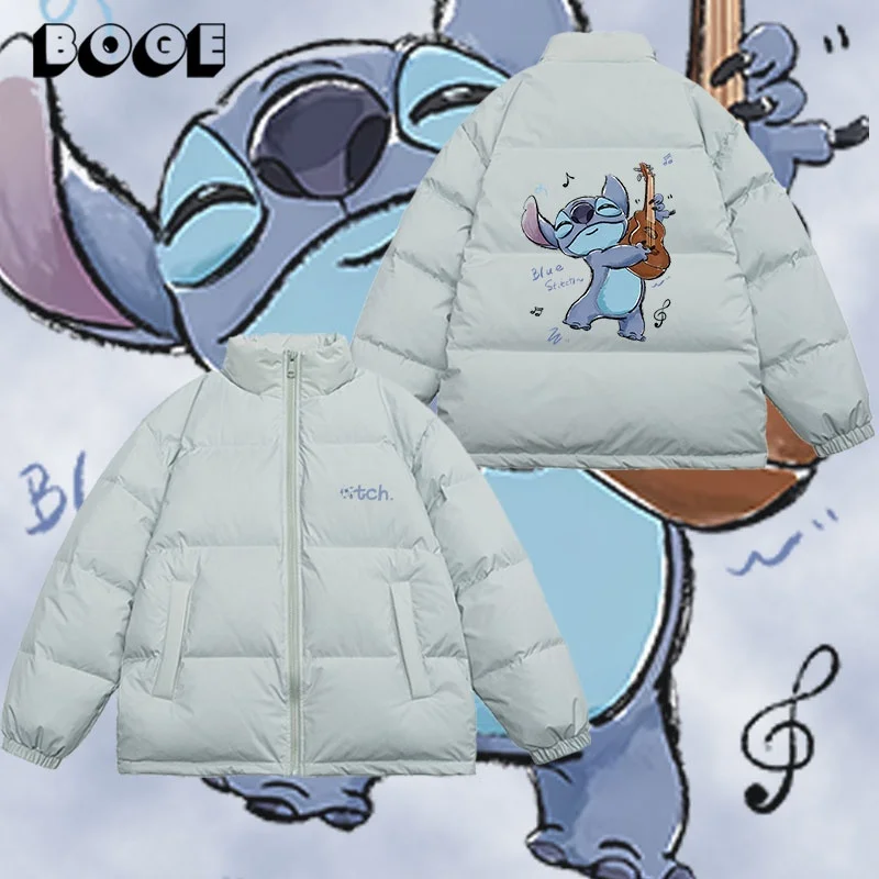 

Зимняя пуховая куртка Interr Treasure Stitch: универсальная мужская верхняя одежда с молнией, водонепроницаемая, с мультяшным принтом, для студентов