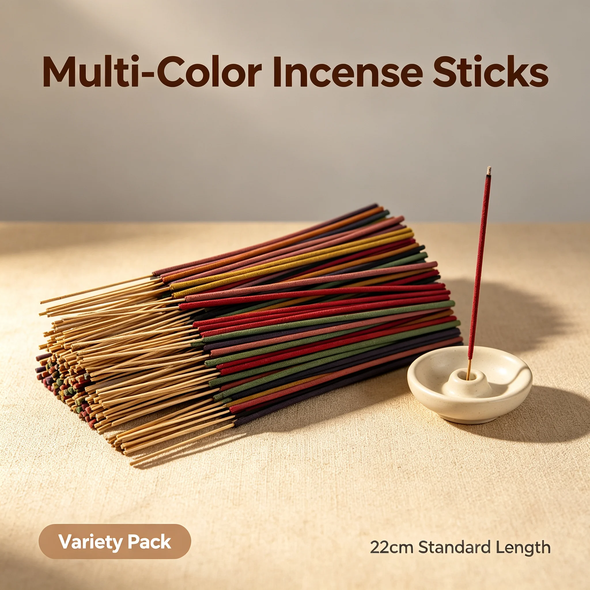 Multicolored mixed bamboo stick incense is suitable for home bedrooms, offices, and yoga rooms as a fragrant decorative piece.