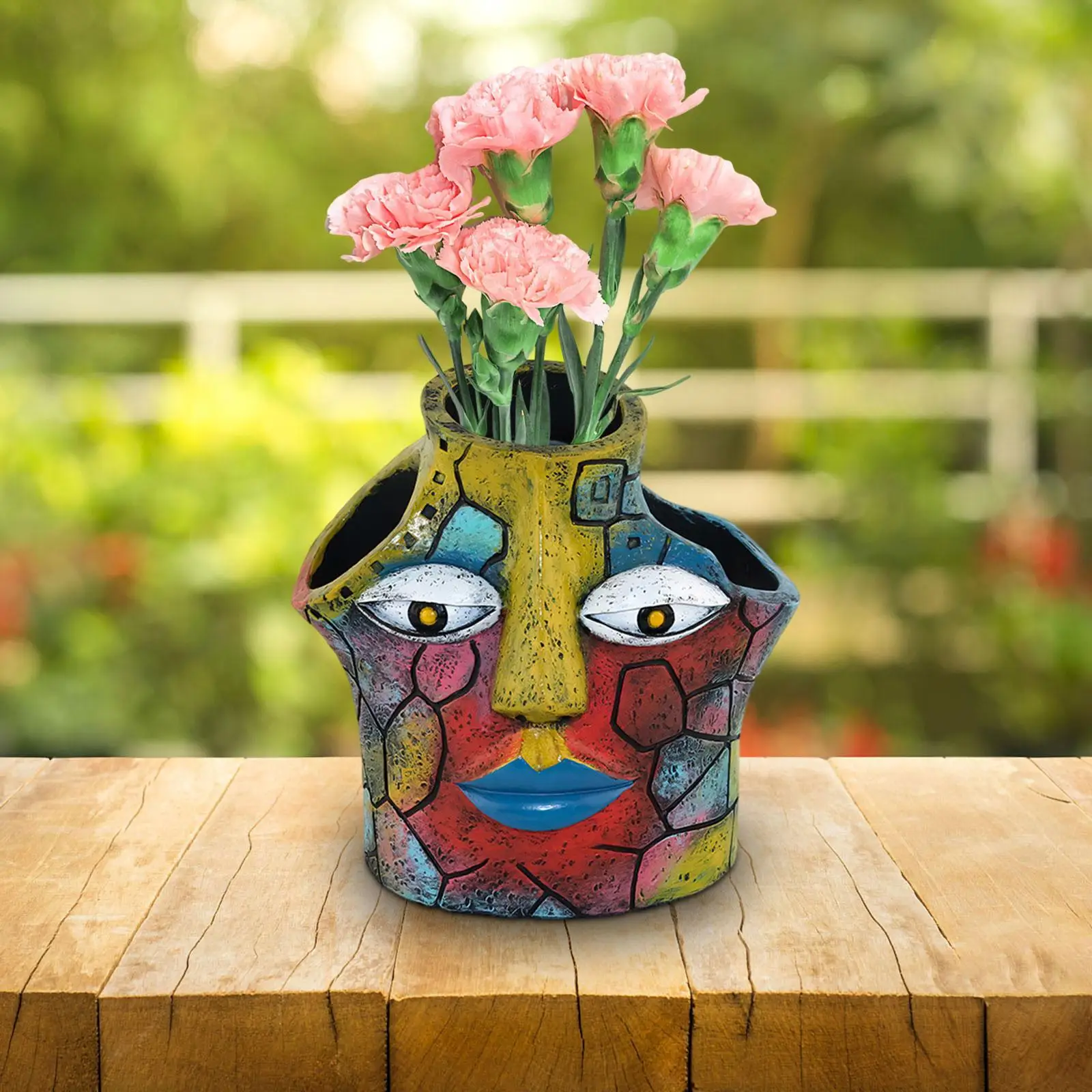 Creative Head Planter Colorful Flower Vase Patio Decor Garden Landscape Decoration Versatile Display Abstract Face Plant Pot