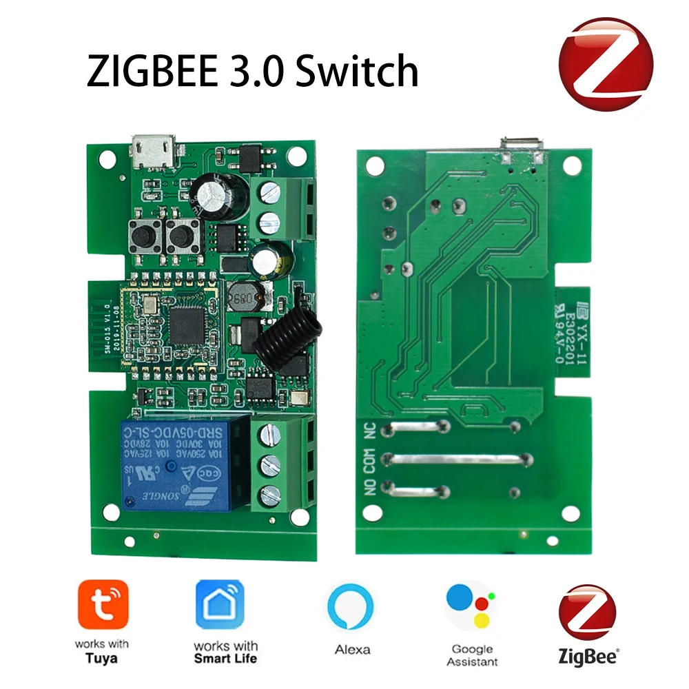 1CH Zigbee Tuya Smart Relay Module Home Automation DC 5V 7-32V RF433Mhz Remote Control Motor Light Garage Switch Work With Alexa