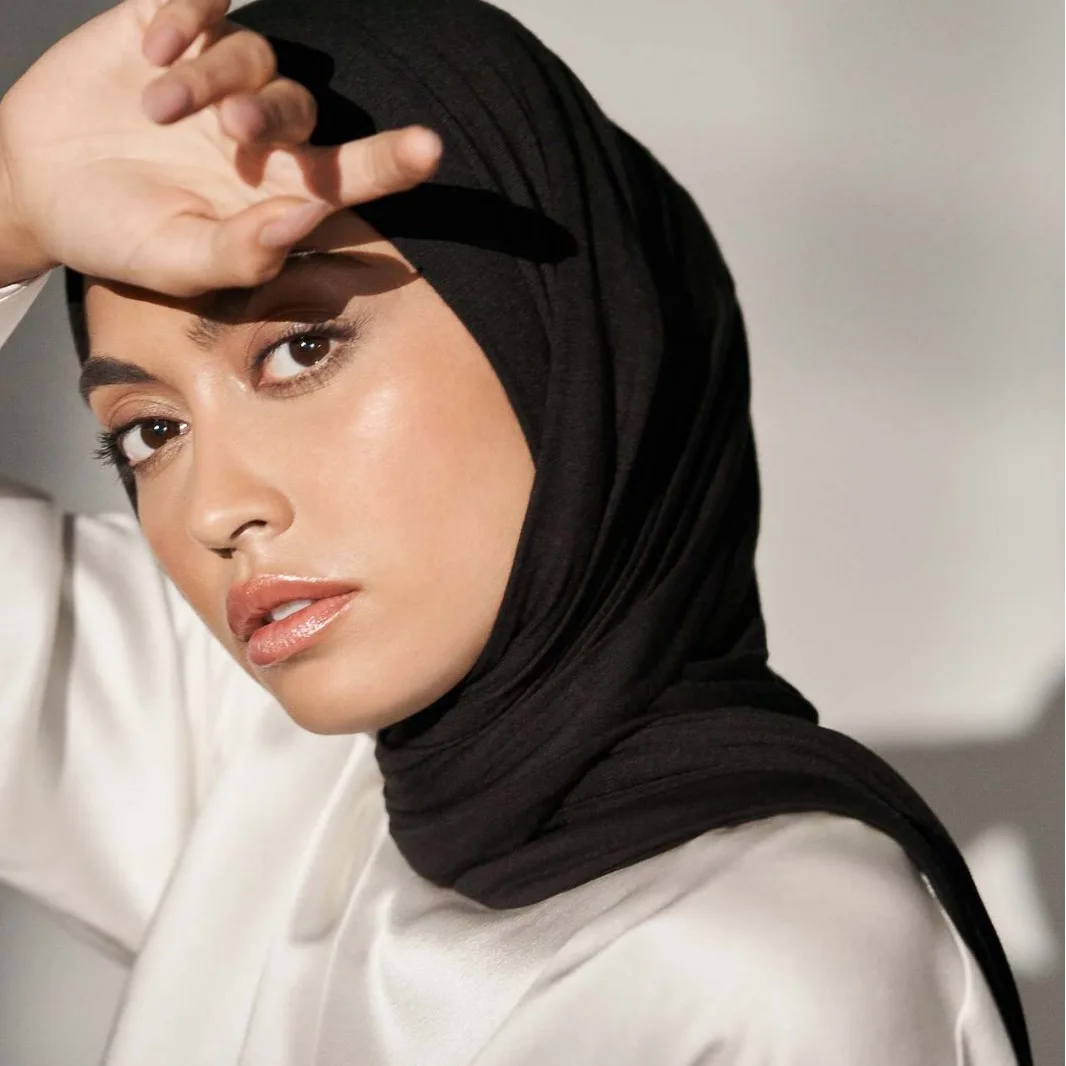 

Black Modal Cotton Jersey Hijab Scarf Women Long Muslim Shawl Plain Soft Turban Head Wraps For Women Africa Headband 170x60cm