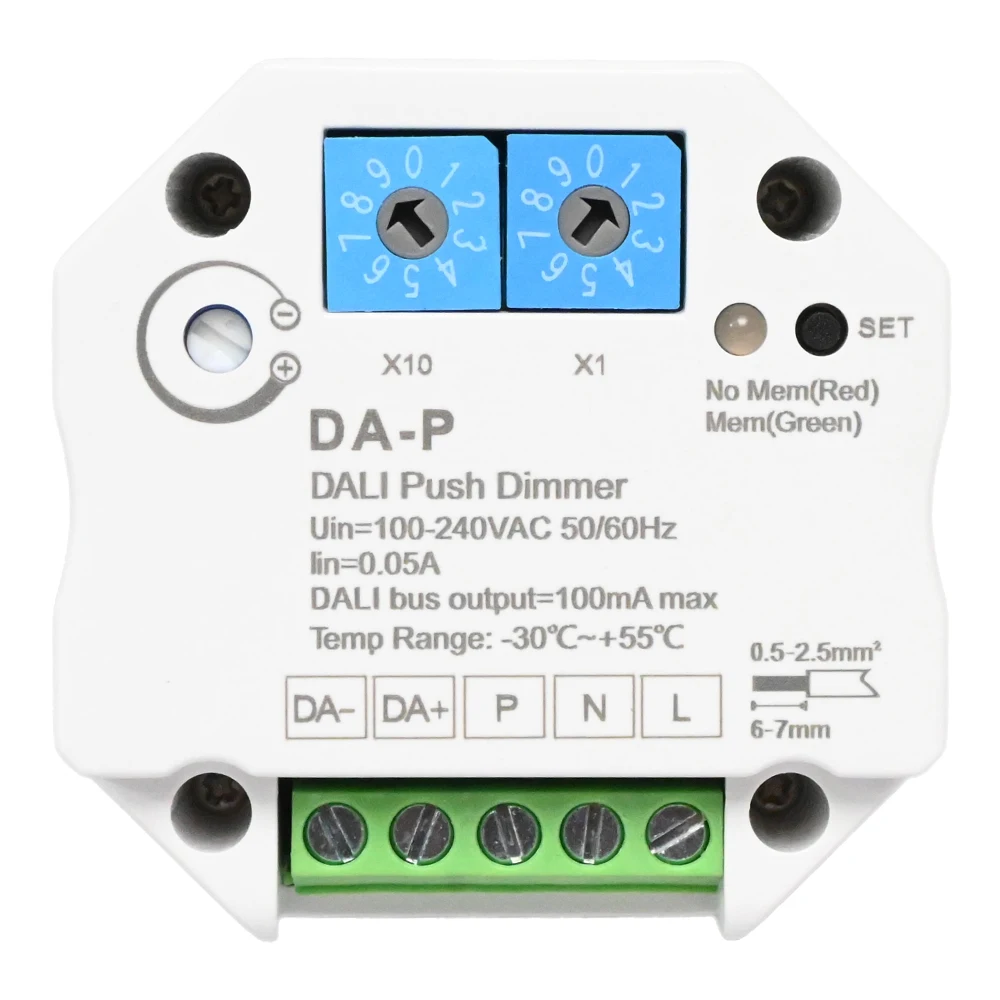 DALI Push LED Dimmer DA-P AC 110V 220V 230V with Push Dimming for DALI LED Driver Ballasts Memory Funtion DALI Bus Power Supply